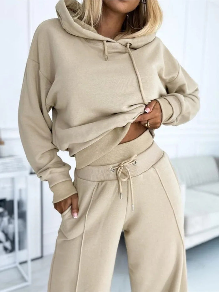 Women's Hoodie and Wide-Leg Trousers Loungewear Set