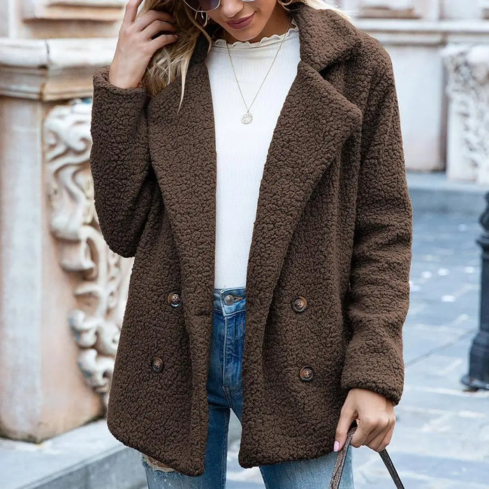Women's Teddy Jacket Button-Front with Notch Collar