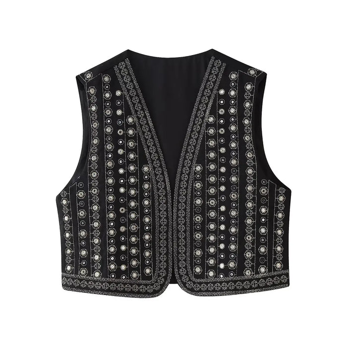 Celestia | Sequin Pattern Boho Vest
