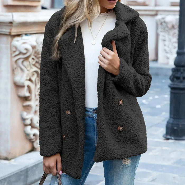 Women's Teddy Jacket Button-Front with Notch Collar