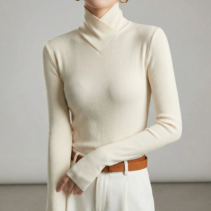 Women's Ribbed Turtleneck Jumper Long Sleeve Slim Fit