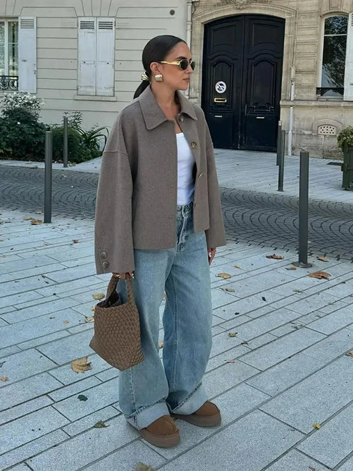 Women's Oversized Shirt Jacket Dropped Shoulder