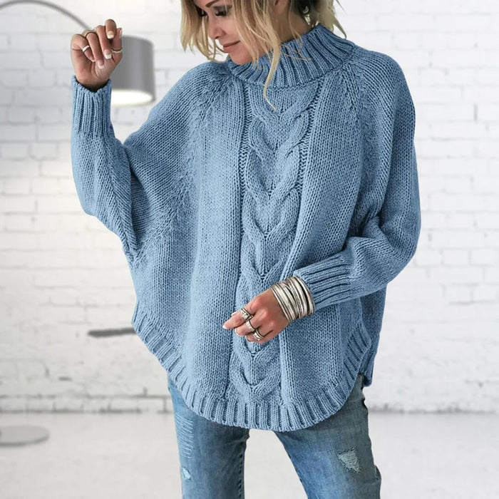 Women's Cable Knit Turtleneck Jumper Oversized