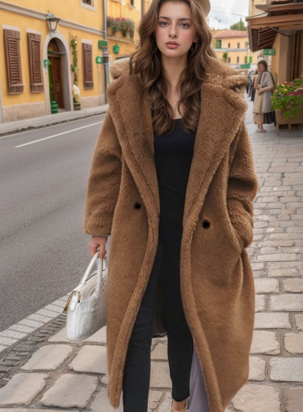 Women's Teddy Coat Double-Breasted Long Oversized