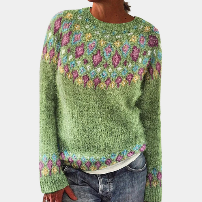 Women's Fair Isle Crew Neck Jumper Long Sleeve