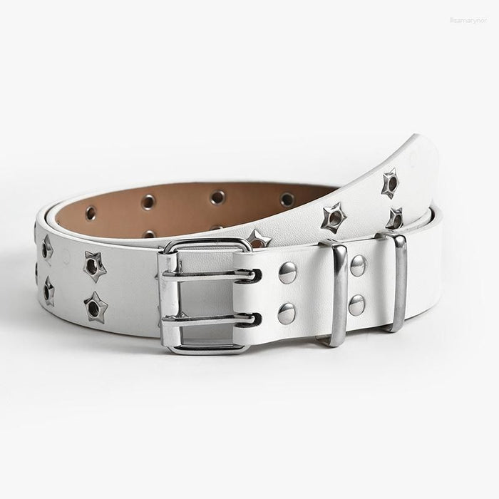 Studded Belt with Star and Eye Rivets Double-Prong