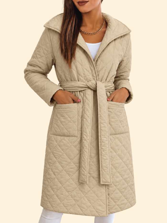 Women's Quilted Hooded Parka with Drawstring Waist