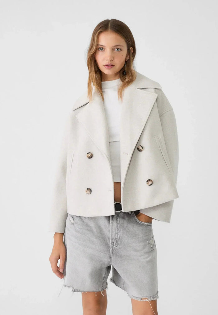 Women's Oversized Cropped Blazer Double-Breasted Boxy