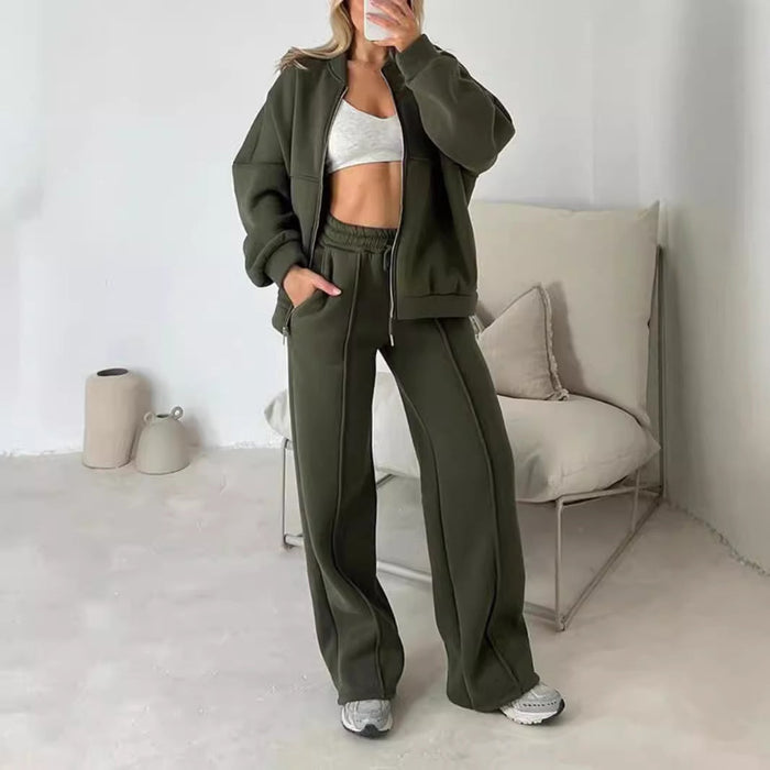Women's Two-Piece Set Zip-Up Jacket and Trousers