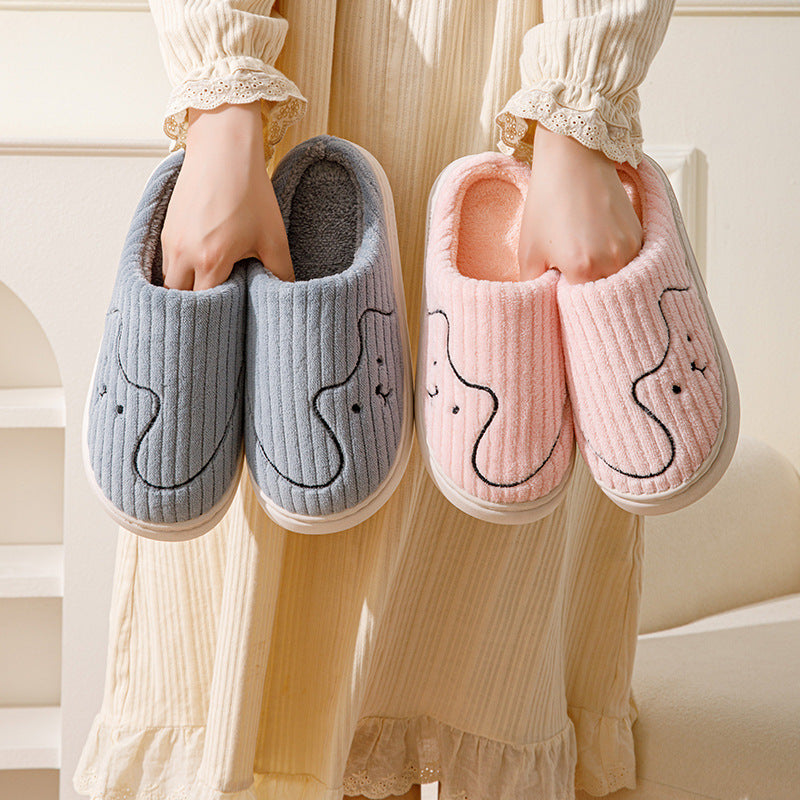 Striped Cat Slippers, Warm Plush Non-Slip House Slippers