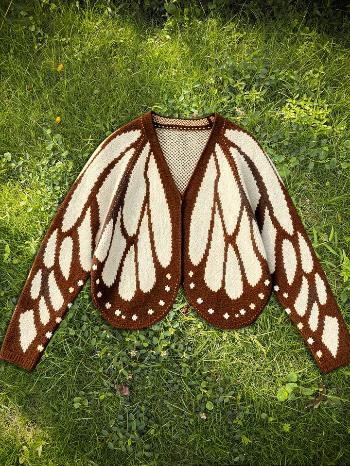 Butterfly Knit Cardigan, Open Front Long Sleeve Jumper