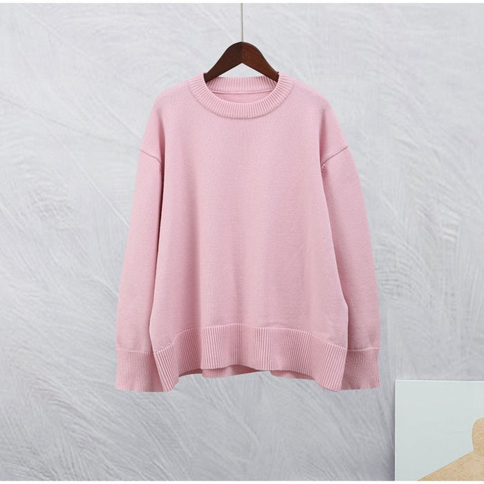 Women's Oversized Ribbed Jumper with Crew Neck