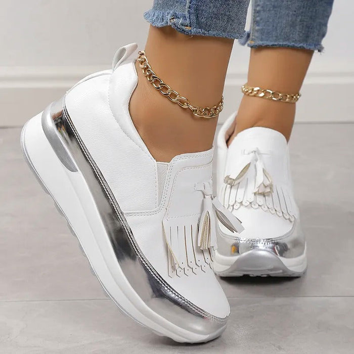 Women's Platform Loafers with Fringe Tassel Detail