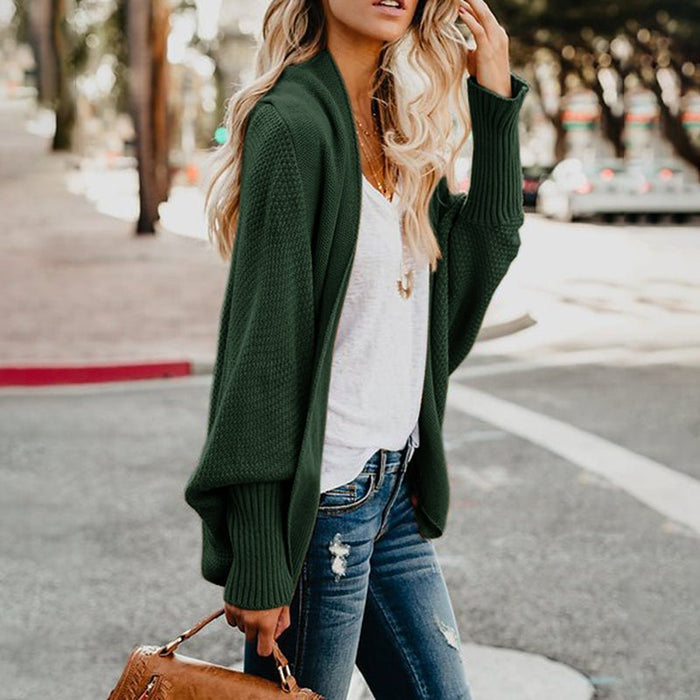 Women's Open Front Cardigan Long Sleeve Relaxed Fit