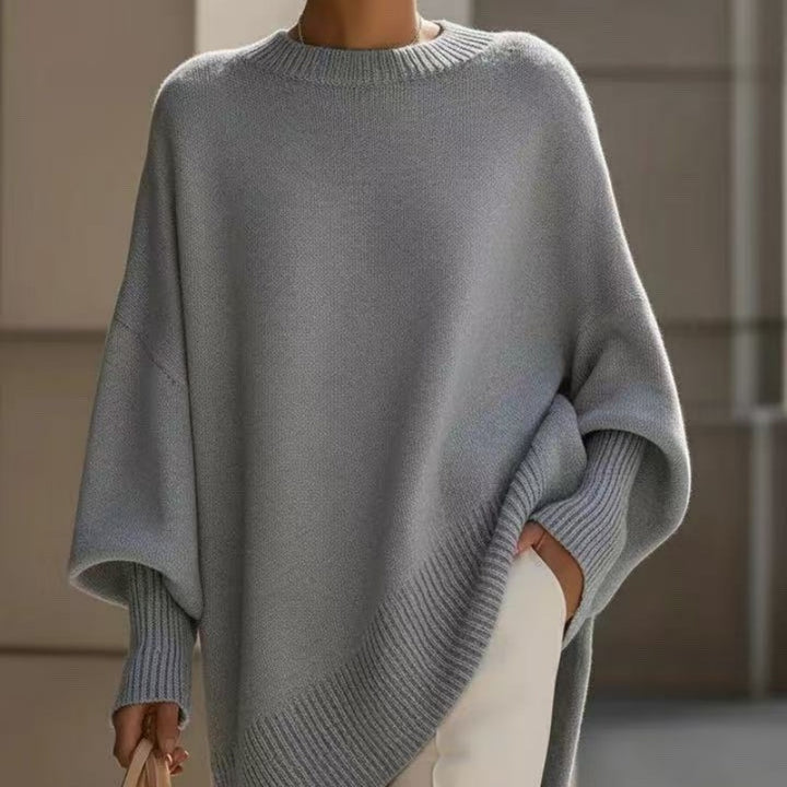 Thick Knit Pullover Jumper, Loose Fit Round Neck Top