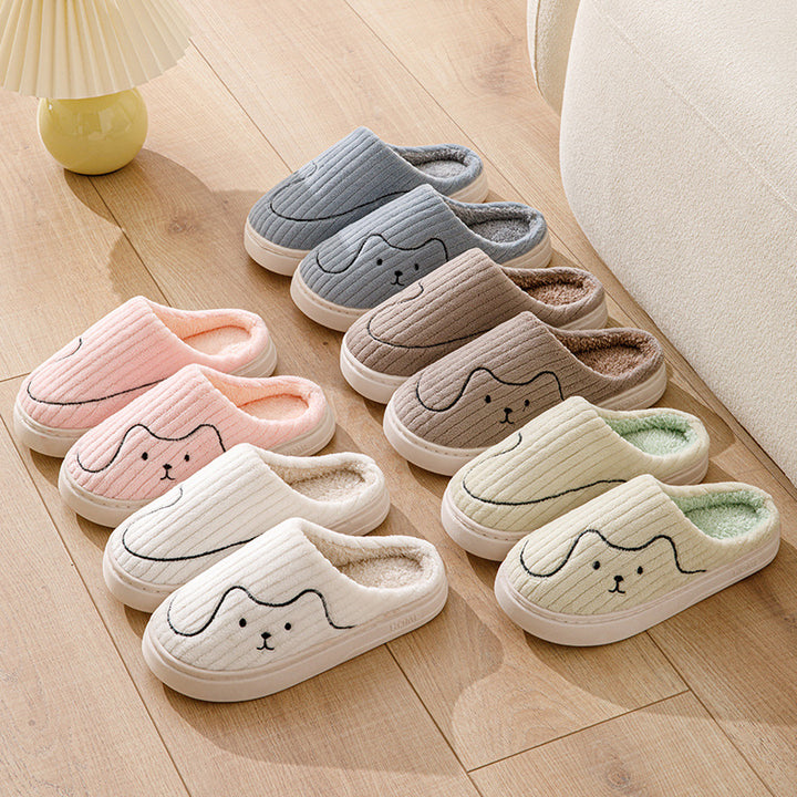 Striped Cat Slippers, Warm Plush Non-Slip House Slippers