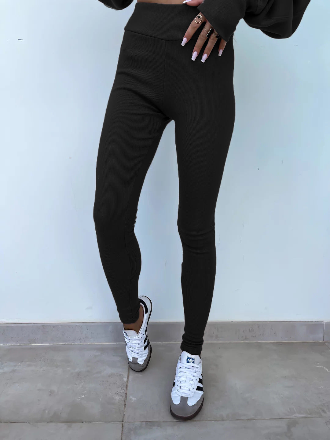 Casual Jumper Suit, Loose Crew Neck Split Top and Tight Trousers