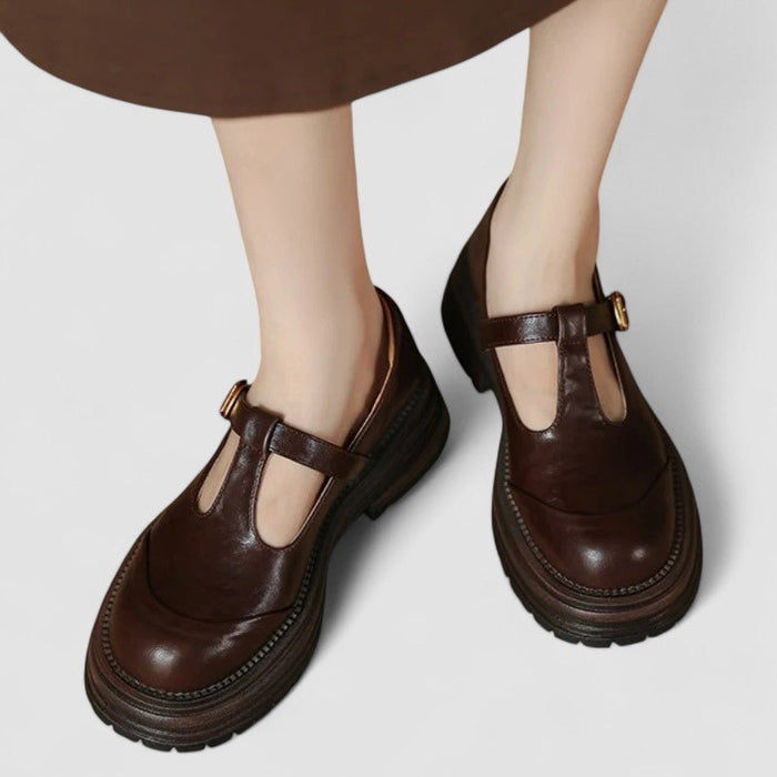 Women's Platform Mary Jane Shoes T-Bar Buckle Chunky Sole