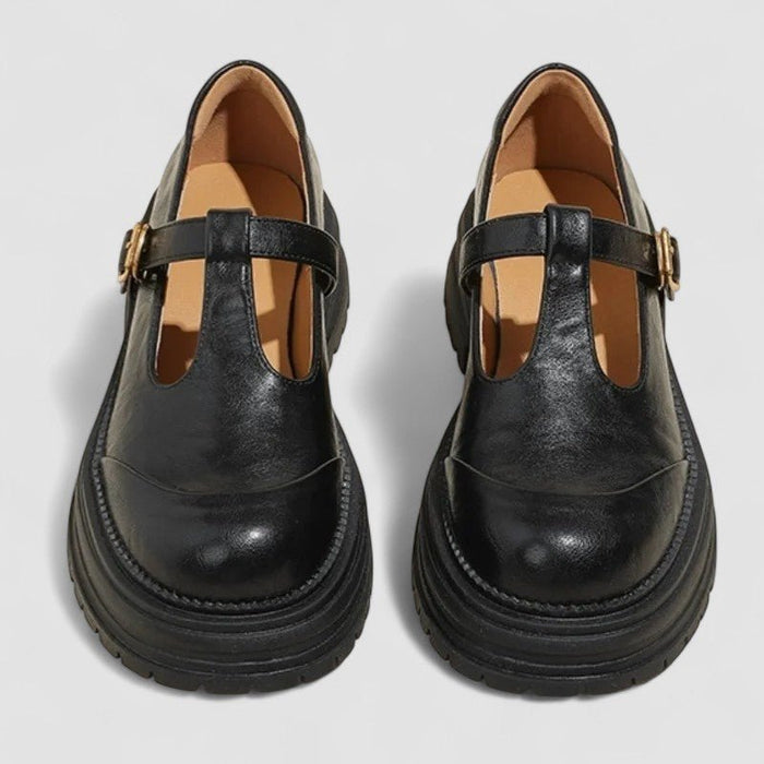 Women's Platform Mary Jane Shoes T-Bar Buckle Chunky Sole