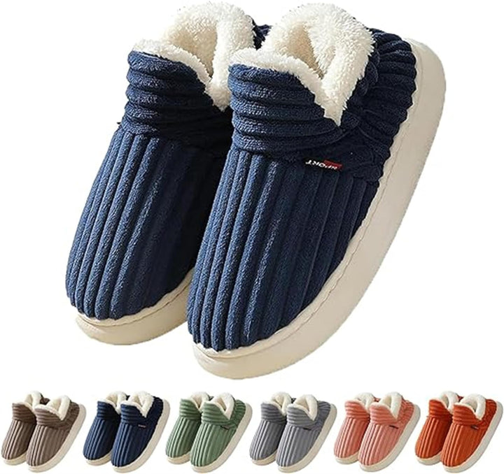 Striped Plush Home Slippers for Men and Women, Indoor Outdoor