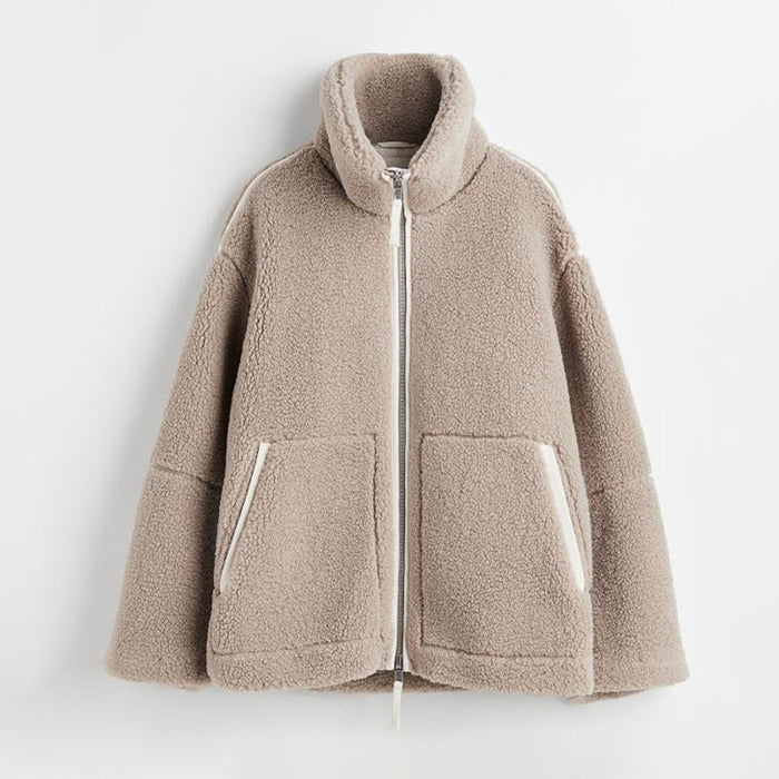 Women's Teddy Fleece Zip-Up Jacket with Collar