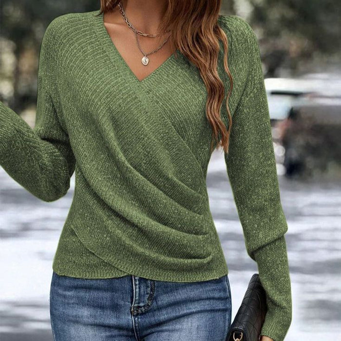 Celeste | Women's V-Neck Wrap Front Long Sleeve Jumper