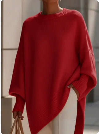 Thick Knit Pullover Jumper, Loose Fit Round Neck Top