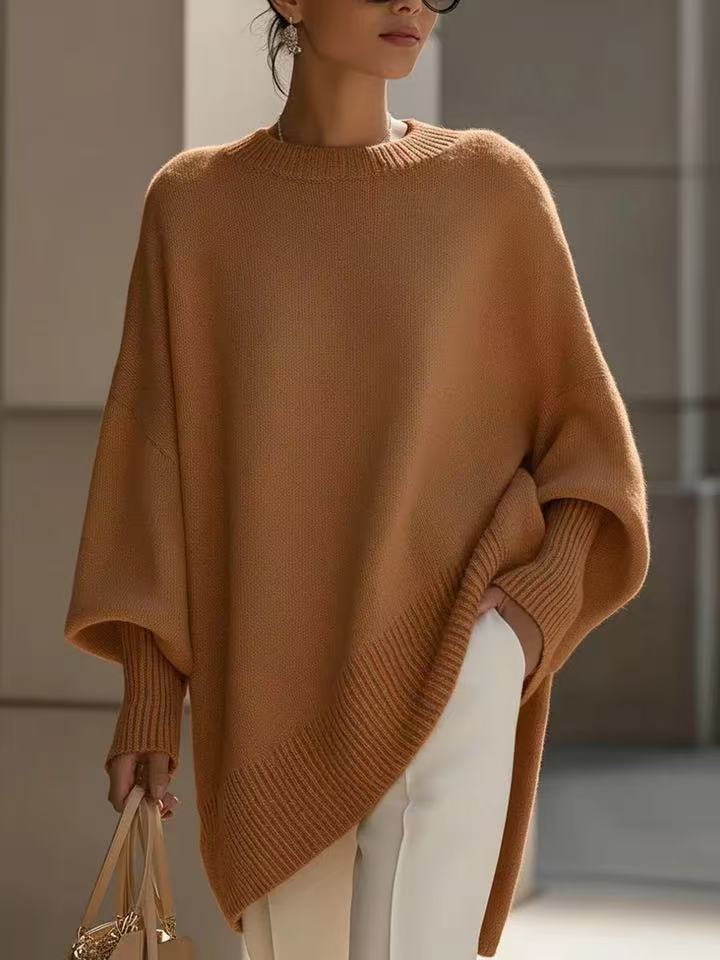 Thick Knit Pullover Jumper, Loose Fit Round Neck Top