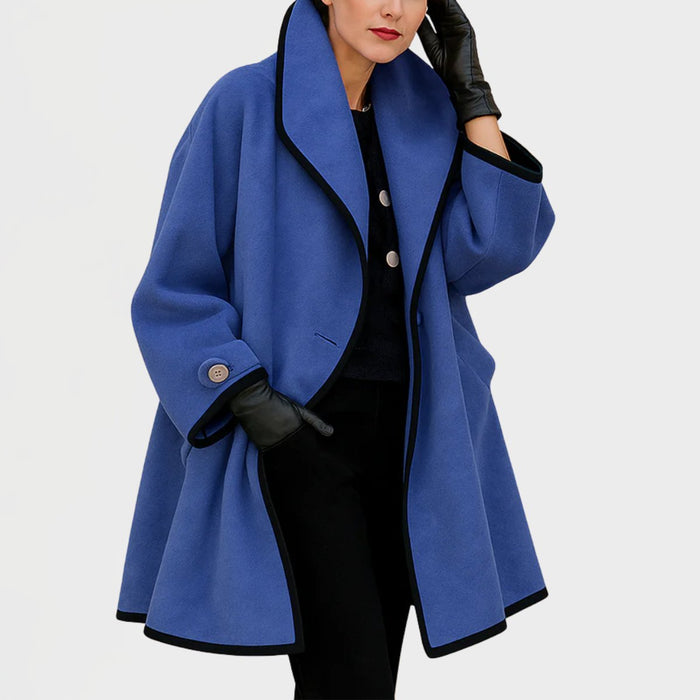 Women's Oversized Coat with Contrast Trim and Lapel