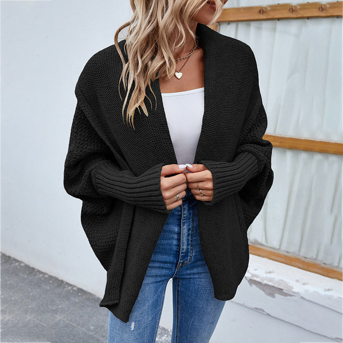Ellie | Oversized knit cardigan with wide lapels and batwing sleeves