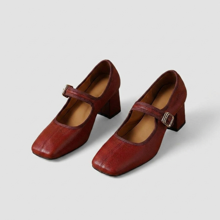 Women's Block Heel Mary Jane Shoes with Adjustable Strap