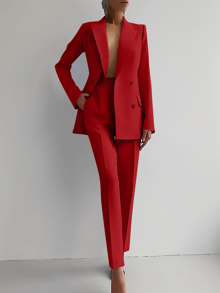 Scarlett | Women's Double Breasted Blazer & Slim Trousers Suit Set