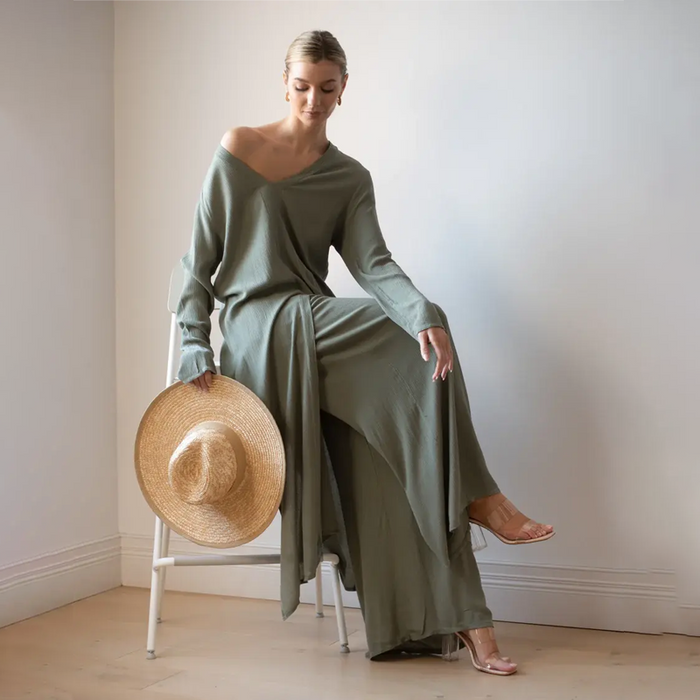 Women's Sage Wide-Leg Trouser and Tunic Co-Ord Set