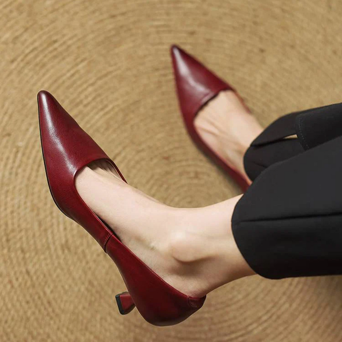 Women's Pointed-Toe Mid-Heel Court Shoes Slip-On