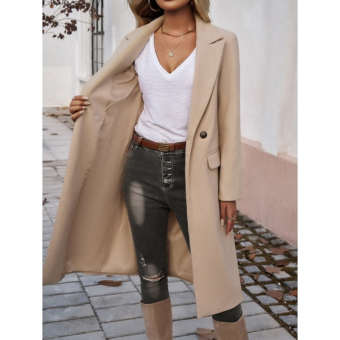 Women's Longline Tailored Coat with Notch Collar