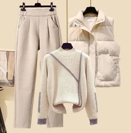 Women's 3-Piece Loungewear Set with Trousers Bodywarmer Jumper