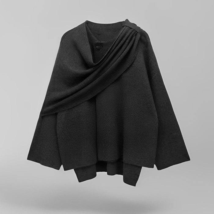 Women's Draped Cape with Stand Collar and Open Sides