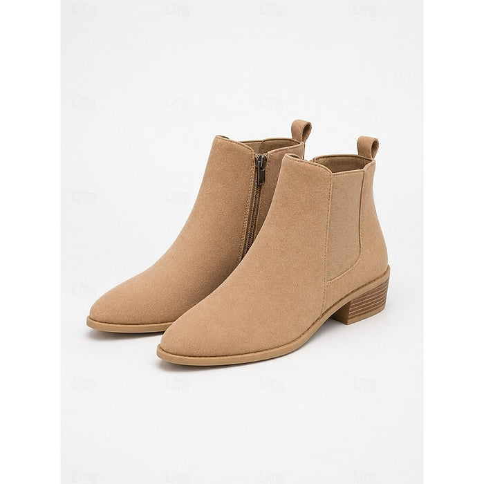 Women's Pointed-Toe Ankle Boots with Block Heel
