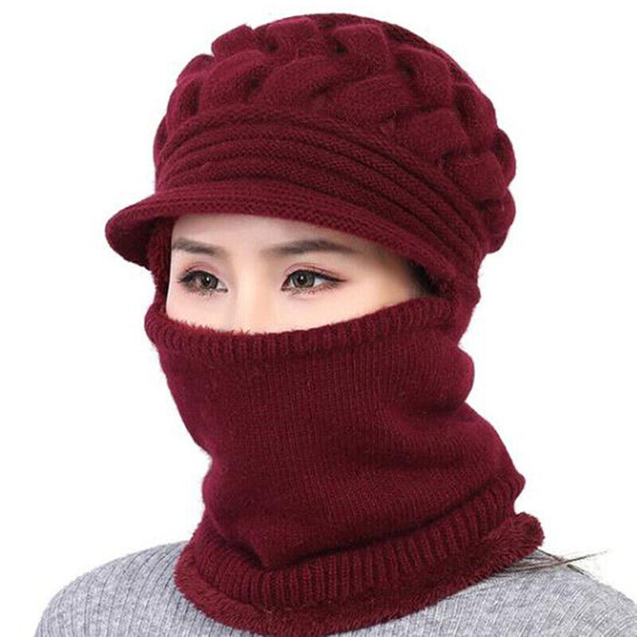Knitted Balaclava Hat with Neck Warmer Winter Set
